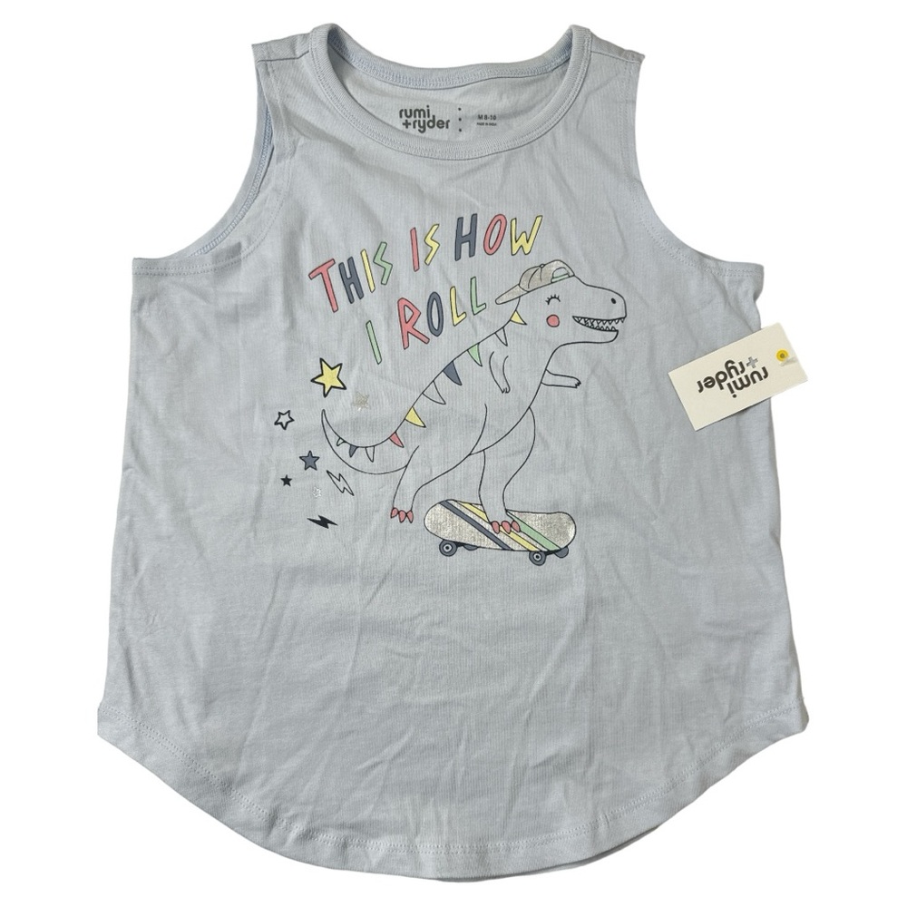 Rumi+Ryder TRex Dinosaur Tank Top Light Blue